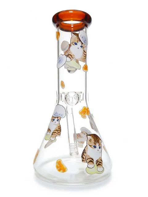 10″ 5mm Amber Chef Cat Beaker Glass Bong 10" 5mm Amber Chef Cat Beaker Glass Bong