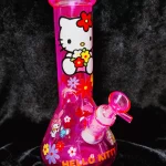 10" 5mm Hot Pink Iridescent Hello Kitty Beaker Bong