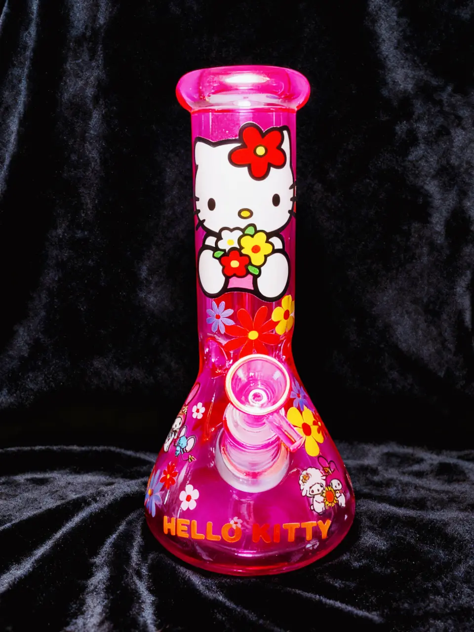 10" 5mm Hot Pink Iridescent Hello Kitty Beaker Bong