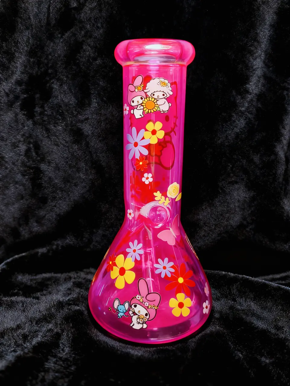 10" 5mm Hot Pink Iridescent Hello Kitty Beaker Bong
