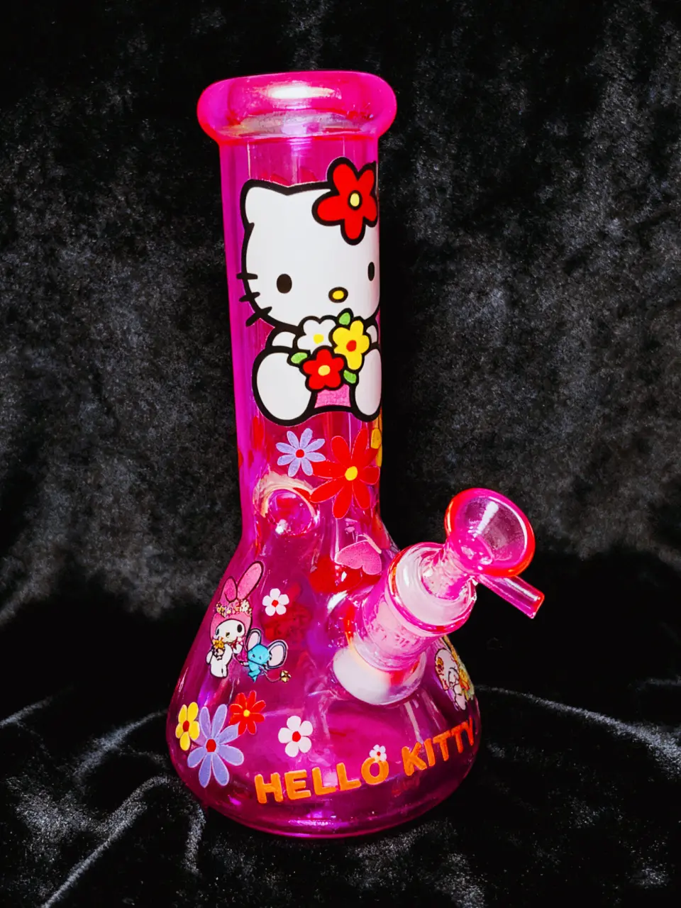 10" 5mm Hot Pink Iridescent Hello Kitty Beaker Bong