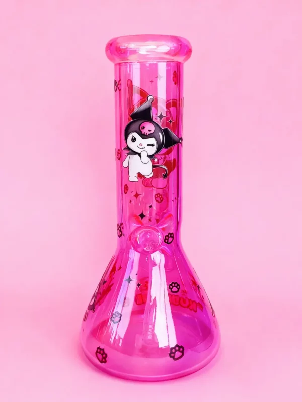 10" 5mm Kuromi Neon Pink Beaker Glass Bong