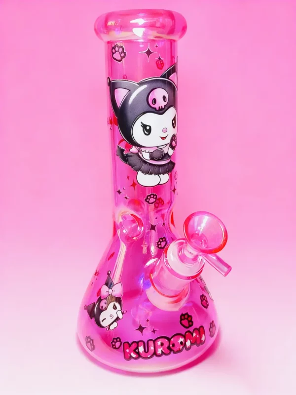 10" 5mm Kuromi Neon Pink Beaker Glass Bong