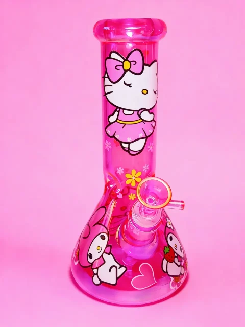 10" 5mm Sanrio & My Melody Hot Pink Beaker Glass Bong