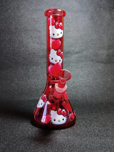 10 Burned Heart Hello Kitty Beaker Glass Bong