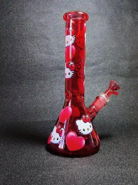 10 Burned Heart Hello Kitty Beaker Glass Bong-4 10 Burned Heart Hello Kitty Beaker Glass Bong