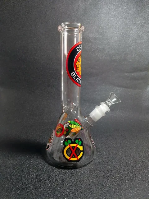 10 Chicago Blackhawks Inspired Beaker Glass Bong-2 10 Chicago Blackhawks Inspired Beaker Glass Bong
