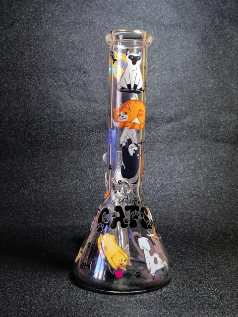10 Cute Cat Lover Beaker Glass Bong-2 10 Cute Cat Lover Beaker Glass Bong
