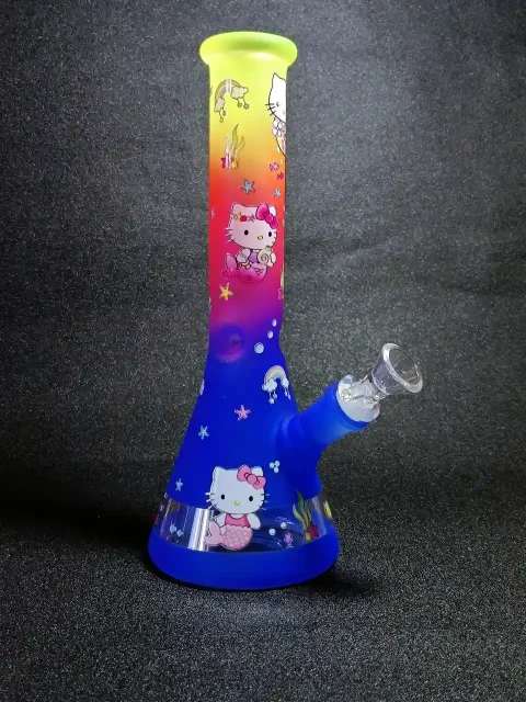 10 Deep Sea Neon Mermaid HelloKitty Beaker Glass Bong