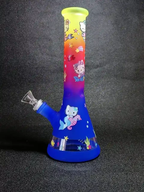 10 Deep Sea Neon Mermaid HelloKitty Beaker Glass Bong-2 10 Deep Sea Neon Mermaid HelloKitty Beaker Glass Bong