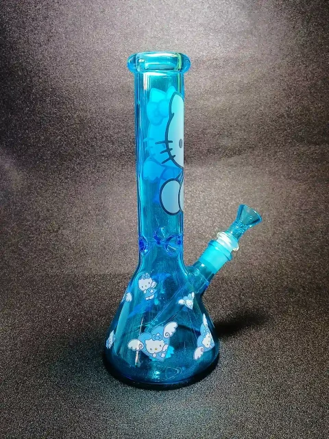 10 Hello Kitty Angel Wings Iridescent Blue Glass Beaker Bong-2 10 Hello Kitty Angel Wings Iridescent Blue Glass Beaker Bong