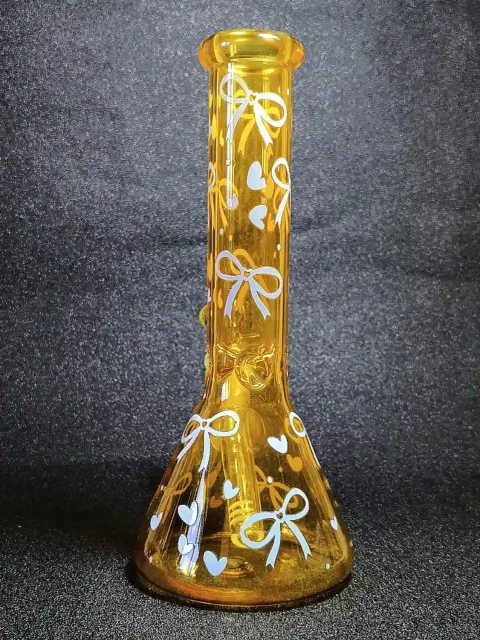 10 Honey Yellow Blue Ribbon Glass Bong-2 10 Honey Yellow Blue Ribbon Glass Bong