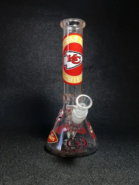 10 Kansas City Chiefs Red & Gold Beaker Glass Bong