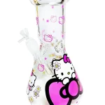 8" 5mm Hello Kitty Pink Bow Story Beaker Glass Bong