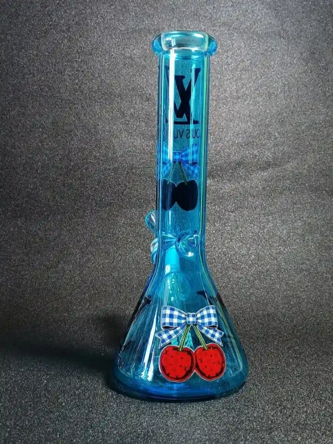 10 LV Red Cherry Blue Beaker Glass Bong-3 10 LV Red Cherry Blue Beaker Glass Bong