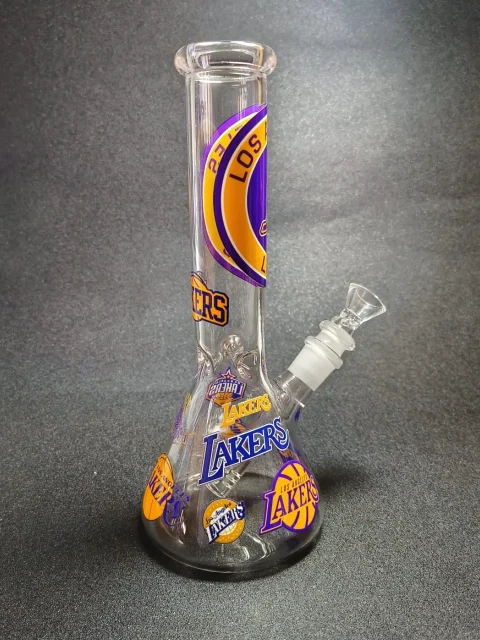10″ Los Angeles Lakers Showtime Beaker Glass Bong 10" Los Angeles Lakers Showtime Beaker Glass Bong