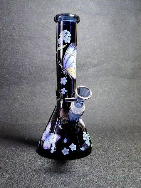 10 Midnight Butterfly Garden Glass Beaker Bong