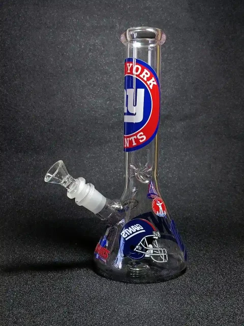 10 New York Giants Big Blue Beaker Glass Bong-2 10 New York Giants Big Blue Beaker Glass Bong