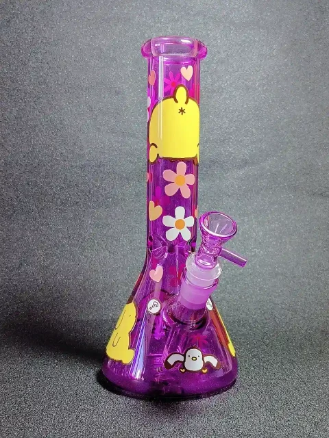 10 Pompompurin Peachy Mood Purple Beaker Glass Bong