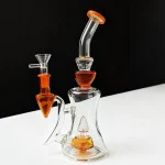 10" Amber Orange Science & Art Glass Perc Bong