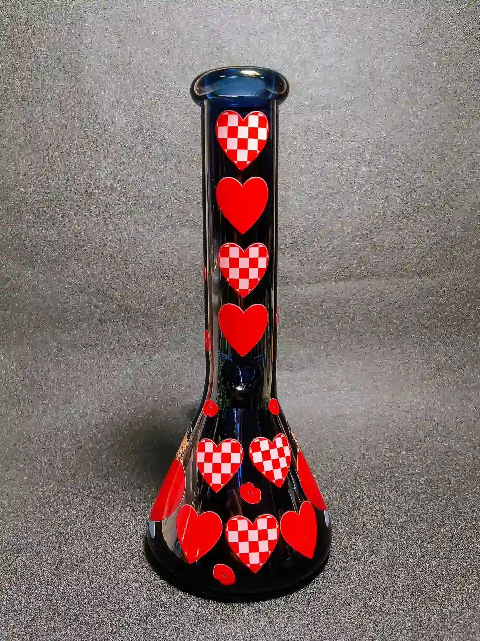 10" Betty Boop Red Dress Heart Lips Vintage Black Glass Bong