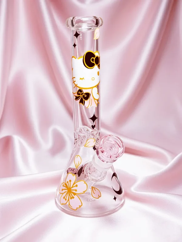 10" Black & Gold Hello Kitty Beaker Glass Bong