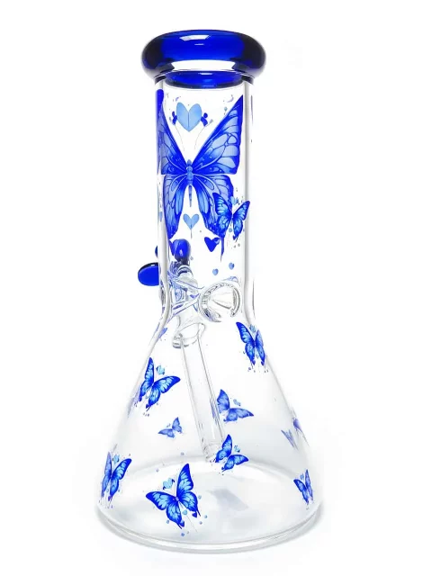 10″ Blue Dream Butterfly Beaker Glass Bong 10" Blue Dream Butterfly Beaker Glass Bong