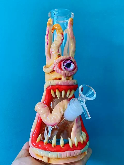 10" Cephalopod Cyclops 3D Glass Bong with Tentacles