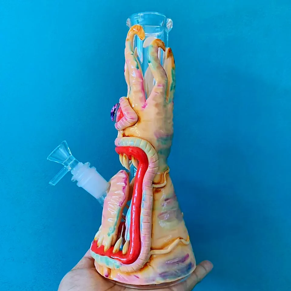 10" Cephalopod Cyclops 3D Glass Bong with Tentacles