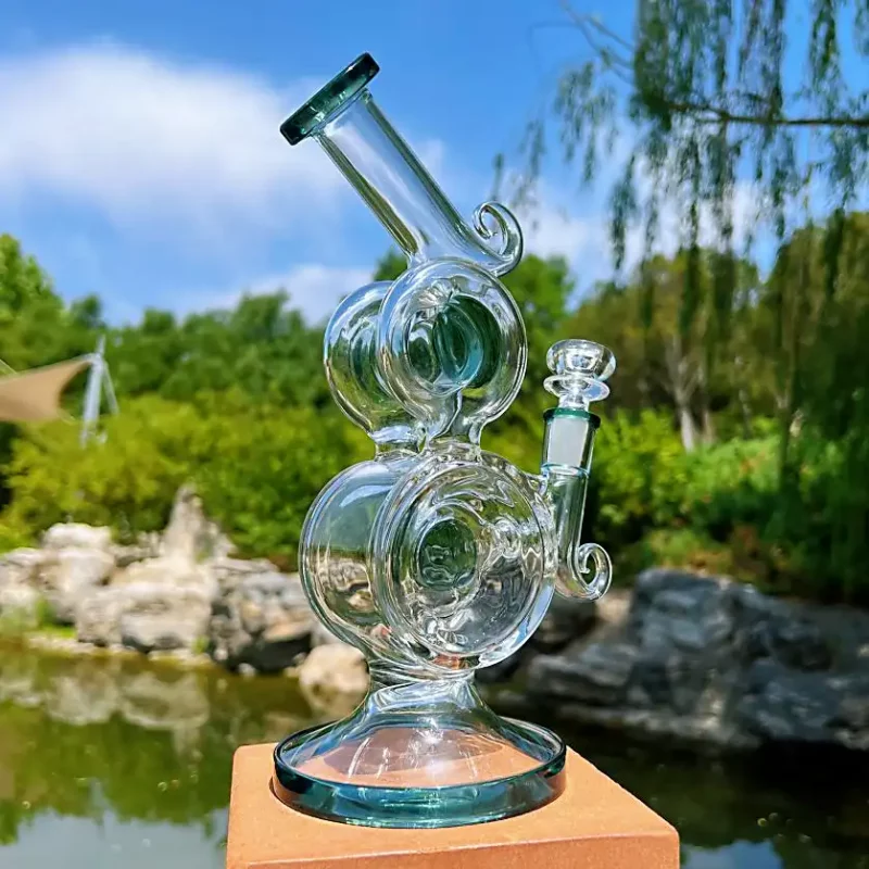 10" Dual Turbine Chamber Recycler Glass Bong