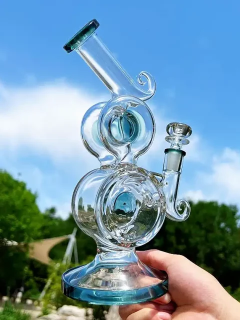 10" Dual Turbine Chamber Recycler Glass Bong