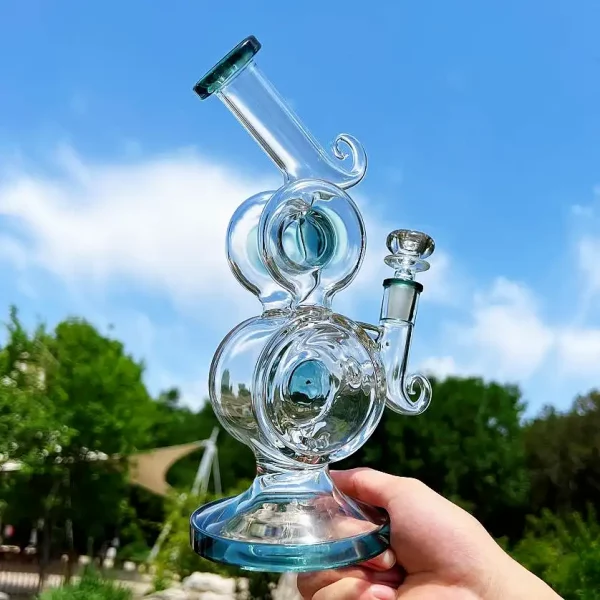 10" Dual Turbine Chamber Recycler Glass Bong