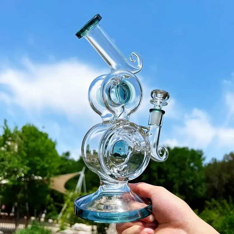 10" Dual Turbine Chamber Recycler Glass Bong