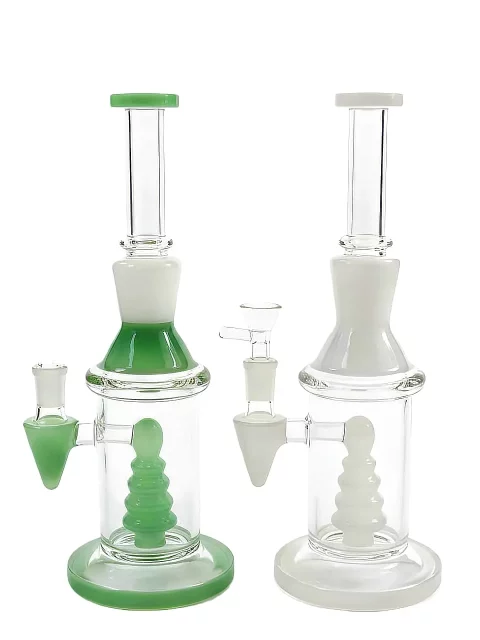 10” Geometric Pagoda Perc Glass Bong | Multiple colors 10” Geometric Pagoda Perc Glass Bong | Multiple colors