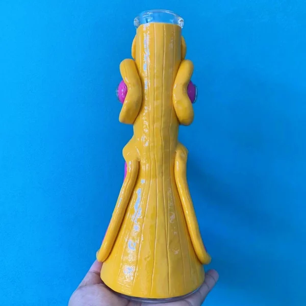 10” Hand-Painted 3D Yellow Monster Glass Bong
