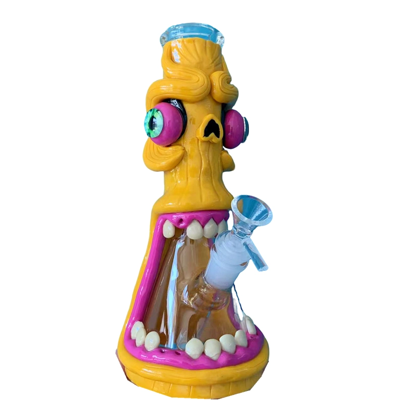 10” Hand-Painted 3D Yellow Monster Glass Bong