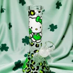 8" Hello Kitty Green Leopard Beaker Glass Bong