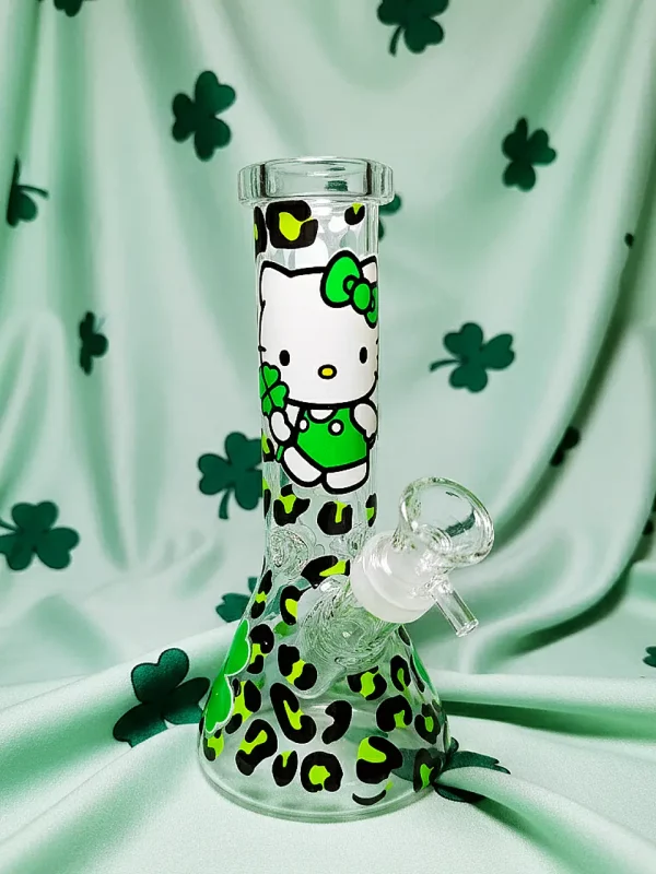 10" Hello Kitty Green Leopard Beaker Glass Bong