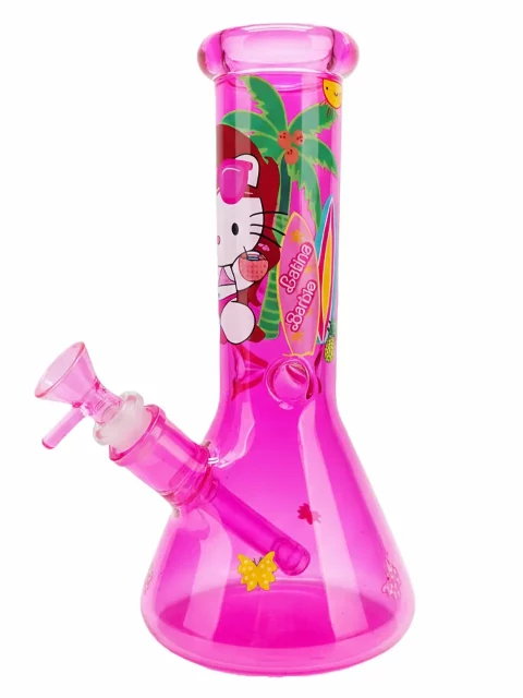 10″ Hot Pink Hello Kitty Beach Holiday Iridescent Glass Bong 10" Hot Pink Hello Kitty Beach Holiday Iridescent Glass Bong