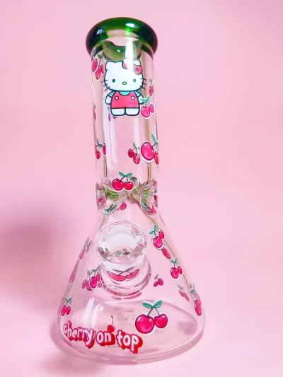 10" Hello Kitty Cherry Design Beak Bong | 9mm Extra Thick Glass
