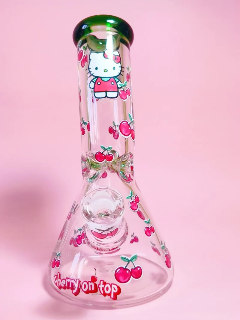 10" Hello Kitty Cherry Design Beak Bong | 9mm Extra Thick Glass