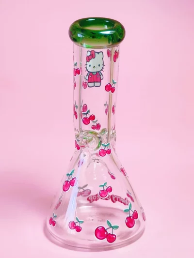 10" Hello Kitty Cherry Design Beak Bong | 9mm Extra Thick Glass