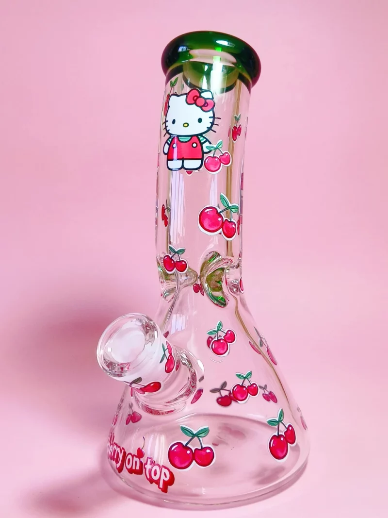 10" Hello Kitty Cherry Design Beak Bong | 9mm Extra Thick Glass