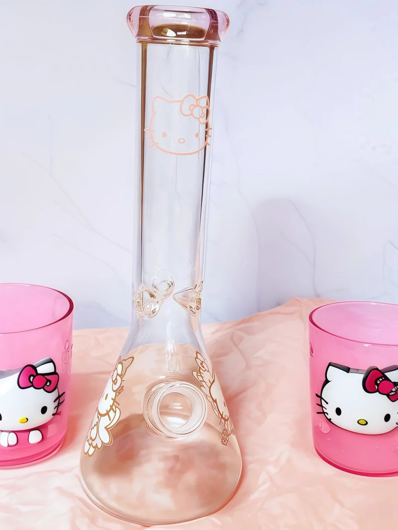 10" Pink Cute Fairy Hello Kitty Glass Beaker Bong