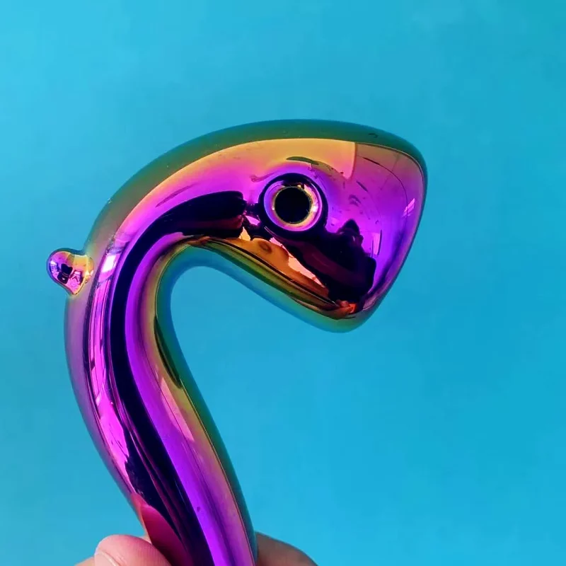 10" Iridescent Rainbow Finish Glass Gandalf Pipe