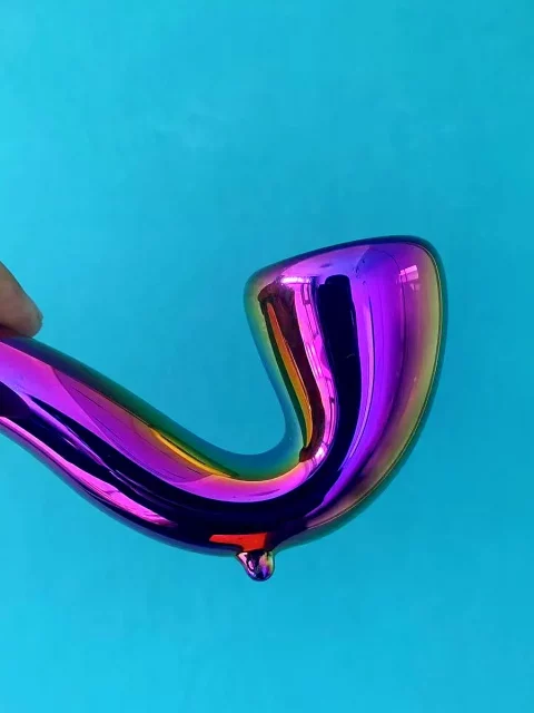 10" Iridescent Rainbow Finish Glass Gandalf Pipe
