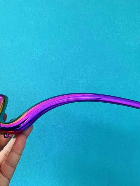10" Iridescent Rainbow Finish Glass Gandalf Pipe