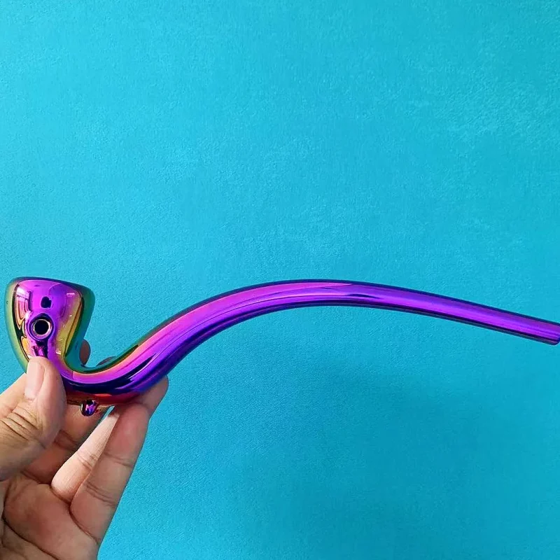 10" Iridescent Rainbow Finish Glass Gandalf Pipe