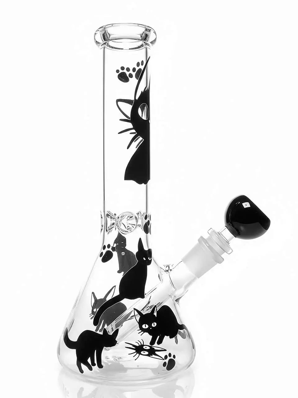 10" Midnight Black Cat Minimal Beaker Glass Bong
