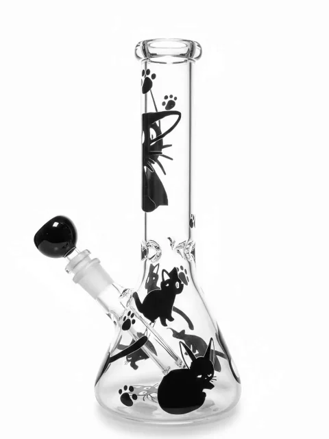 10″ Midnight Black Cat Minimal Beaker Glass Bong 10" Midnight Black Cat Minimal Beaker Glass Bong